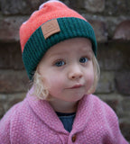 Beanie Hat, Orange & Forest - Little Knittle