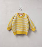 Raglan Sleeved Baby Jumper, Cloud and Mustard - Little Knittle